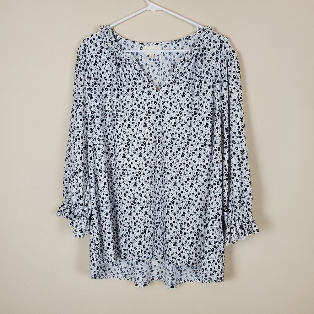 Melloday Black & White Floral Top 1X